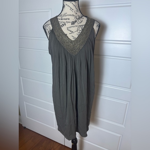 ALICE + OLIVIA silk chiffon sequin bib racerback tank top tunic Earth Color NWT - Picture 1 of 8